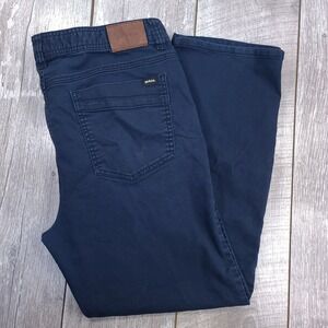 Prana Mens Bridger Jeans Size 38x30 Slim Straight Fit Blue Denim Hiking Outdoor